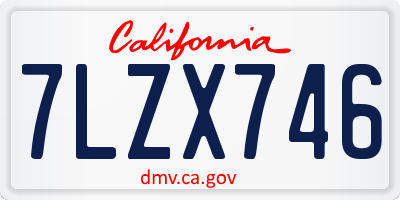 CA license plate 7LZX746