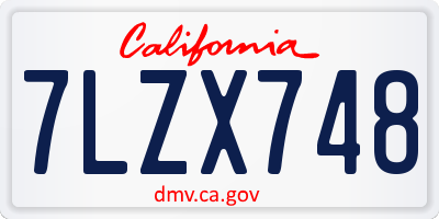 CA license plate 7LZX748