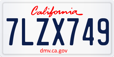 CA license plate 7LZX749