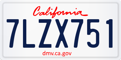 CA license plate 7LZX751