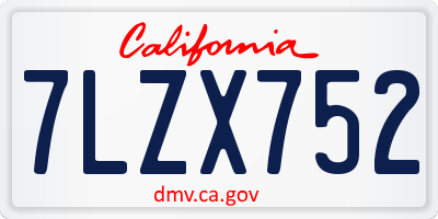CA license plate 7LZX752