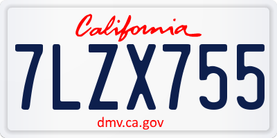 CA license plate 7LZX755