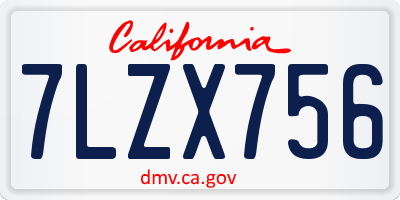 CA license plate 7LZX756