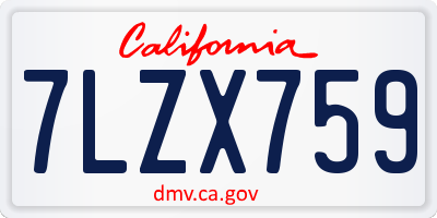 CA license plate 7LZX759