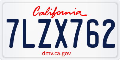 CA license plate 7LZX762