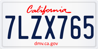 CA license plate 7LZX765