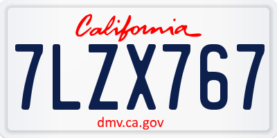 CA license plate 7LZX767