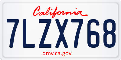 CA license plate 7LZX768