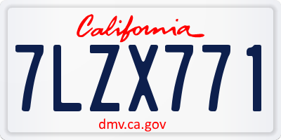 CA license plate 7LZX771