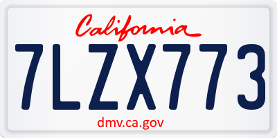 CA license plate 7LZX773