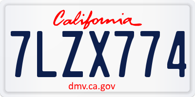 CA license plate 7LZX774