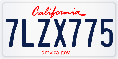 CA license plate 7LZX775