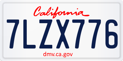 CA license plate 7LZX776