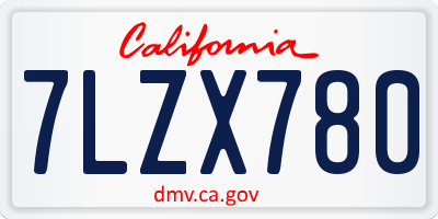 CA license plate 7LZX780