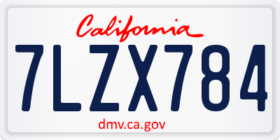 CA license plate 7LZX784