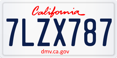 CA license plate 7LZX787