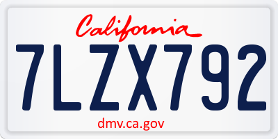 CA license plate 7LZX792