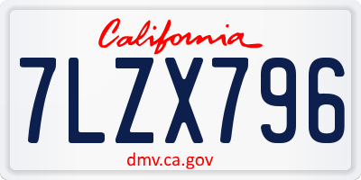 CA license plate 7LZX796