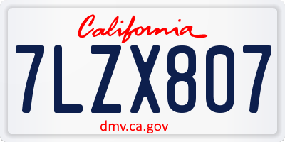 CA license plate 7LZX807