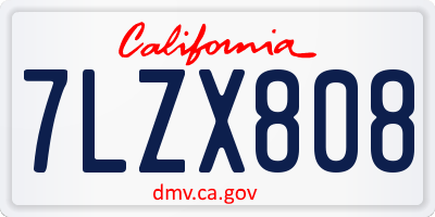 CA license plate 7LZX808