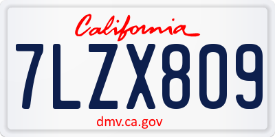 CA license plate 7LZX809