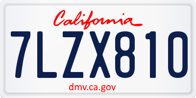 CA license plate 7LZX810