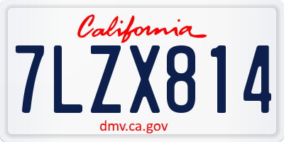 CA license plate 7LZX814