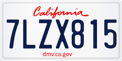 CA license plate 7LZX815