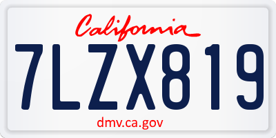 CA license plate 7LZX819