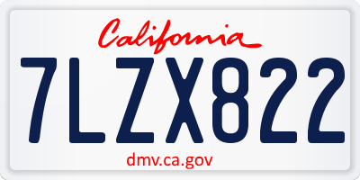CA license plate 7LZX822