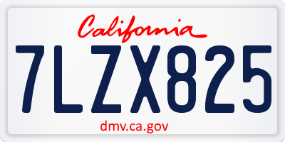 CA license plate 7LZX825