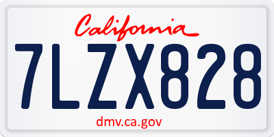 CA license plate 7LZX828