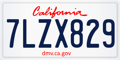 CA license plate 7LZX829