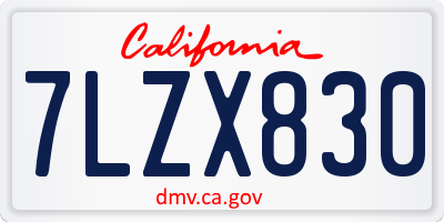 CA license plate 7LZX830