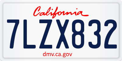 CA license plate 7LZX832