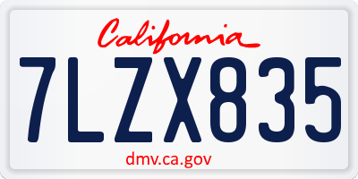 CA license plate 7LZX835