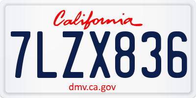 CA license plate 7LZX836