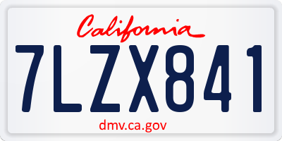 CA license plate 7LZX841