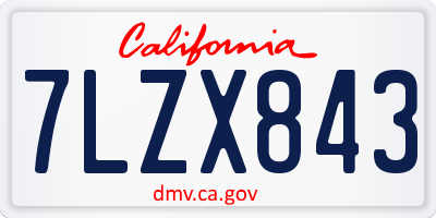 CA license plate 7LZX843