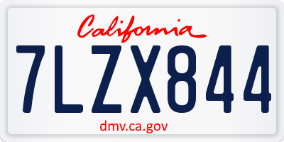 CA license plate 7LZX844