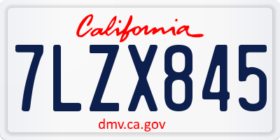 CA license plate 7LZX845