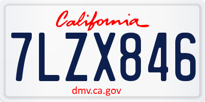 CA license plate 7LZX846