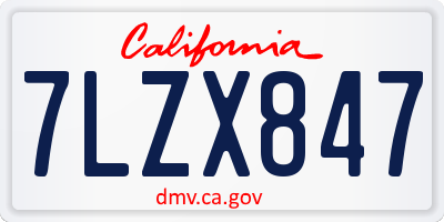CA license plate 7LZX847