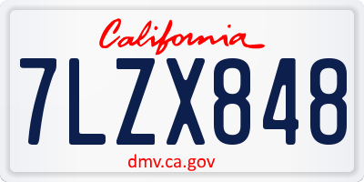 CA license plate 7LZX848