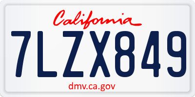 CA license plate 7LZX849