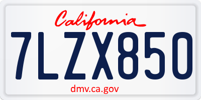 CA license plate 7LZX850