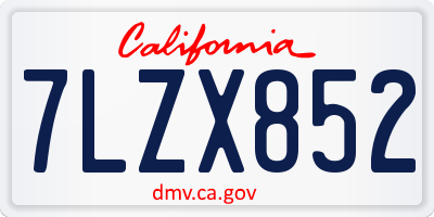 CA license plate 7LZX852