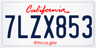 CA license plate 7LZX853