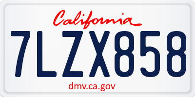 CA license plate 7LZX858
