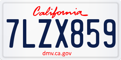 CA license plate 7LZX859